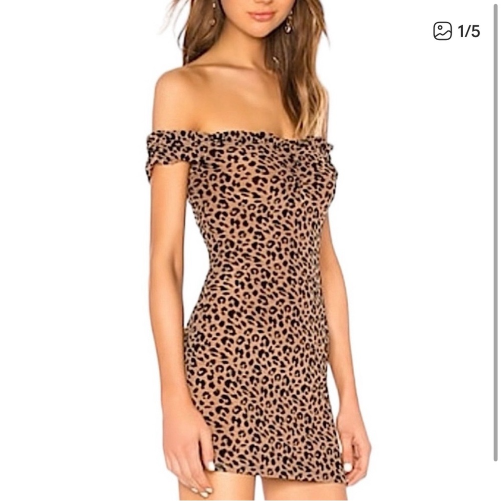 Revolve Off the Shoulder Leopard Print Dress